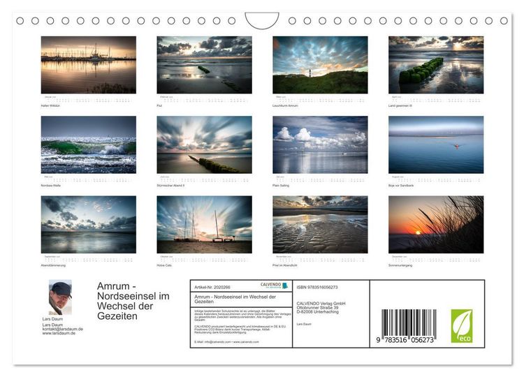 Produktbild: Amrum - Nordseeinsel im Wechsel der Gezeiten (Wandkalender 2026 DIN A4 quer), CALVENDO Monatskalender