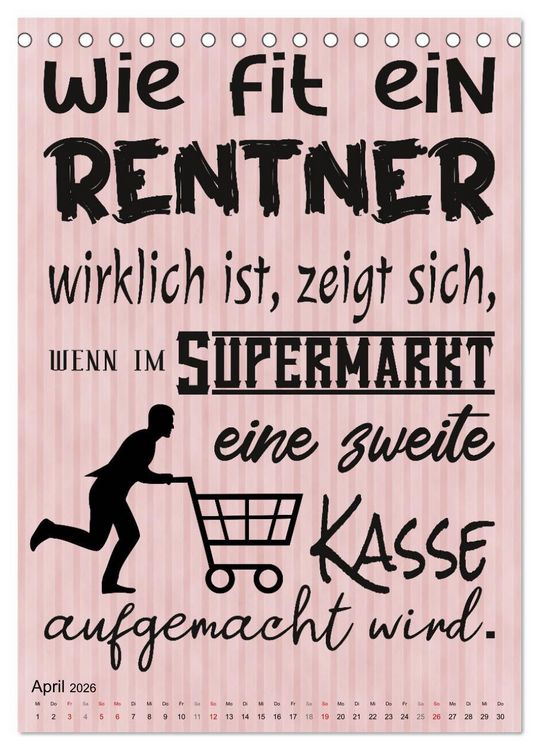 Produktbild: Coole Spr&uuml;che zum Ruhestand (Tischkalender 2026 DIN A5 hoch), CALVENDO Monatskalender