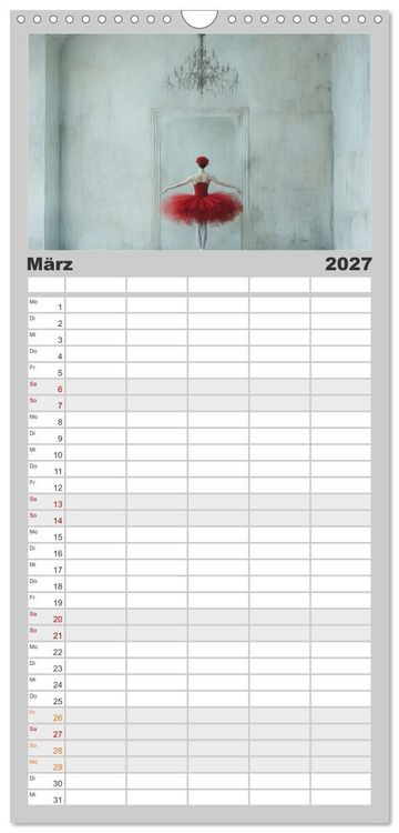 Produktbild: Familienplaner 2027 - Im Pas de Deux mit der Stille mit 5 Spalten (Wandkalender, 21 x 45 cm) CALVENDO