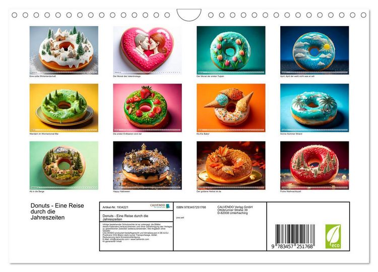 Produktbild: Donuts - Eine Reise durch die Jahreszeiten (Wandkalender 2026 DIN A4 quer), CALVENDO Monatskalender