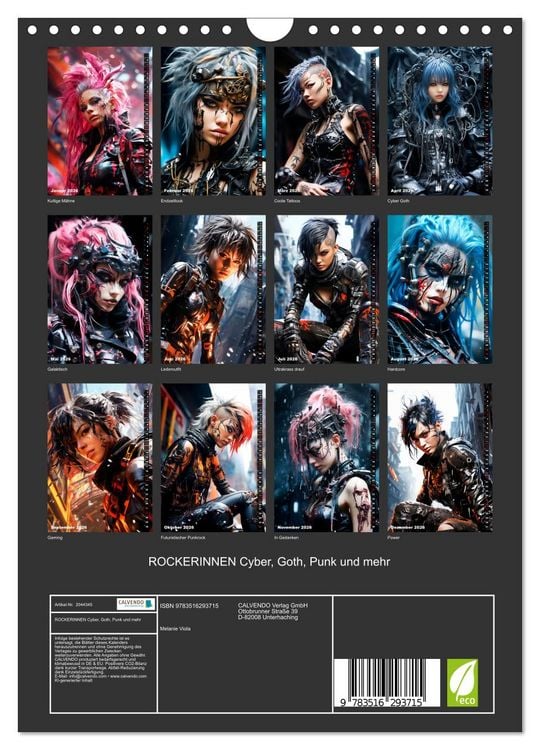 Produktbild: ROCKERINNEN Cyber, Goth, Punk und mehr (Wandkalender 2026 DIN A4 hoch), CALVENDO Monatskalender