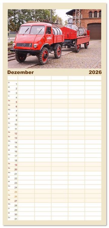 Produktbild: Familienplaner 2026 - LKW - Oldtimer mit 5 Spalten (Wandkalender, 21 x 45 cm) CALVENDO