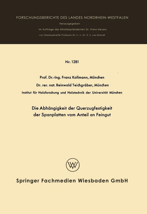 Produktbild: Die Abh&auml;ngigkeit der Querzugfestigkeit der Spanplatten vom Anteil an Feingut