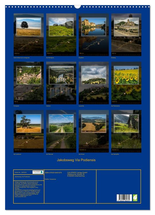 Produktbild: Jakobsweg Via Podiensis (Wandkalender 2026 DIN A2 hoch), CALVENDO Monatskalender