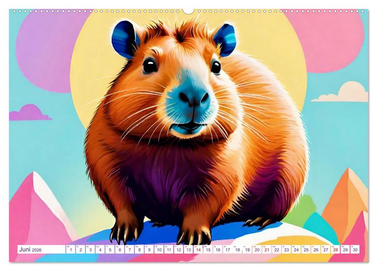 Produktbild: Wasserschweine. Mit Capybaras durch Fluss, Feld und Jahreszeiten (hochwertiger Premium Wandkalender 2026 DIN A2 quer), Kunstdruck in Hochglanz