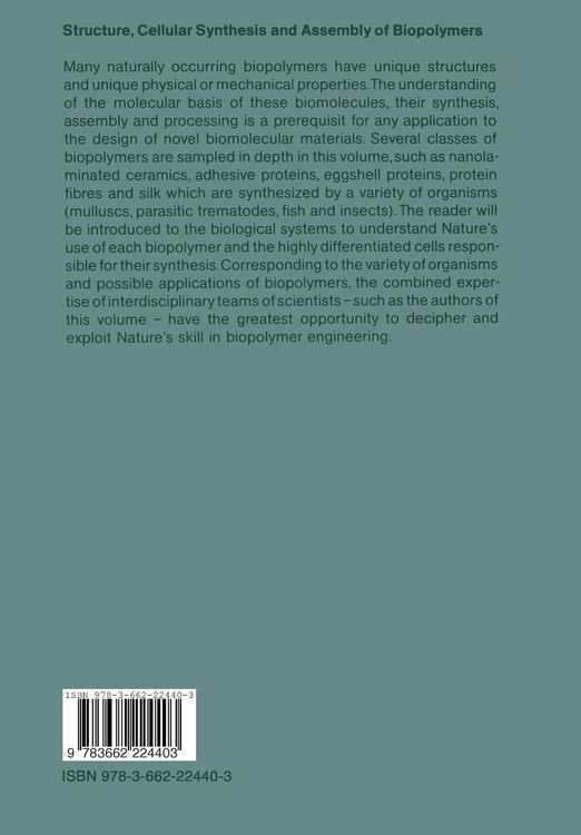 Produktbild: Structure, Cellular Synthesis and Assembly of Biopolymers