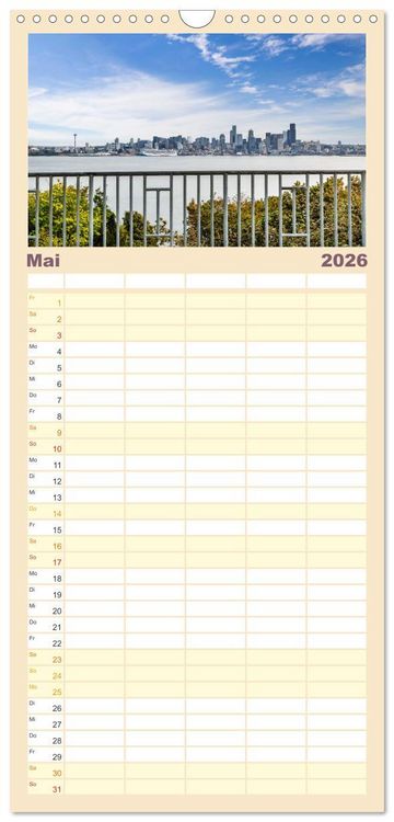 Produktbild: Familienplaner 2026 - SEATTLE Unvergessliche Tour durch die Stadt und das Umland mit 5 Spalten (Wandkalender, 21 x 45 cm) CALVENDO