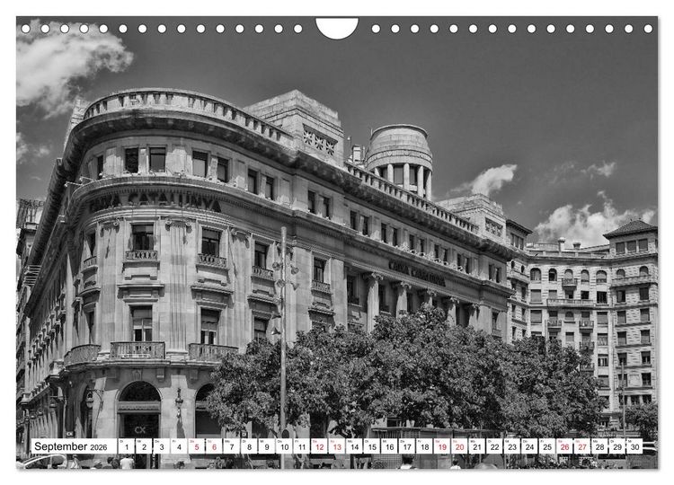 Produktbild: Barcelona Schwarz / Wei&szlig; Impressionen (Wandkalender 2026 DIN A4 quer), CALVENDO Monatskalender