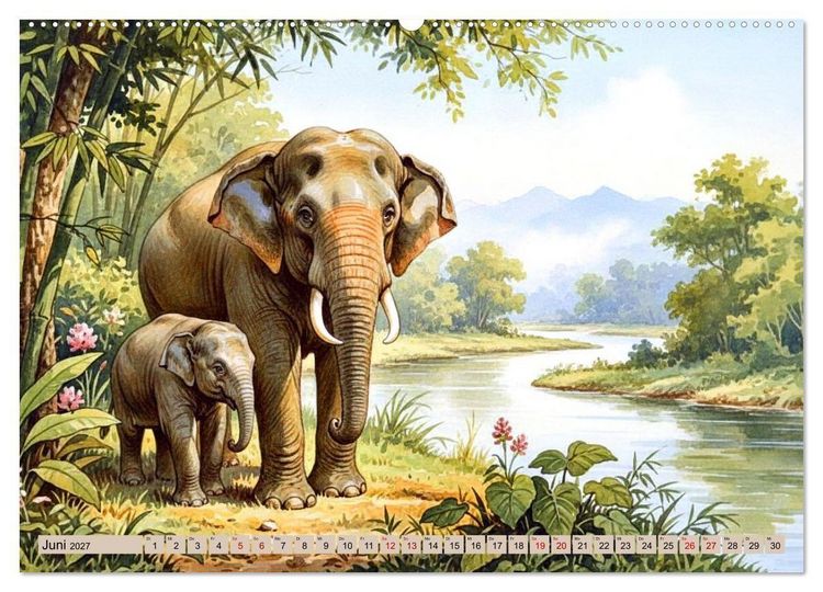 Produktbild: Asiens Tiere im Stil alter Naturstudien (Wandkalender 2027 DIN A2 quer), CALVENDO Monatskalender