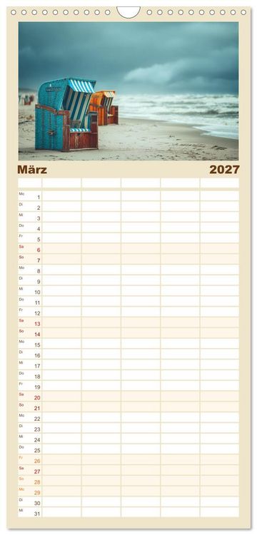 Produktbild: Familienplaner 2027 - St&uuml;hle K&ouml;rbe Liegen mit 5 Spalten (Wandkalender, 21 x 45 cm) CALVENDO