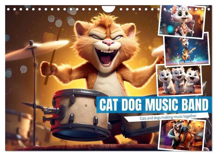 Produktbild: Cat dog music band (Wall Calendar 2026 DIN A4 landscape), CALVENDO 12 Month Wall Calendar