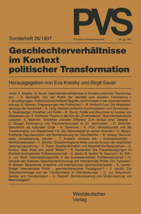 Bild vom Artikel Geschlechterverhältnisse im Kontext politischer Transformation vom Autor Eva Kreisky
