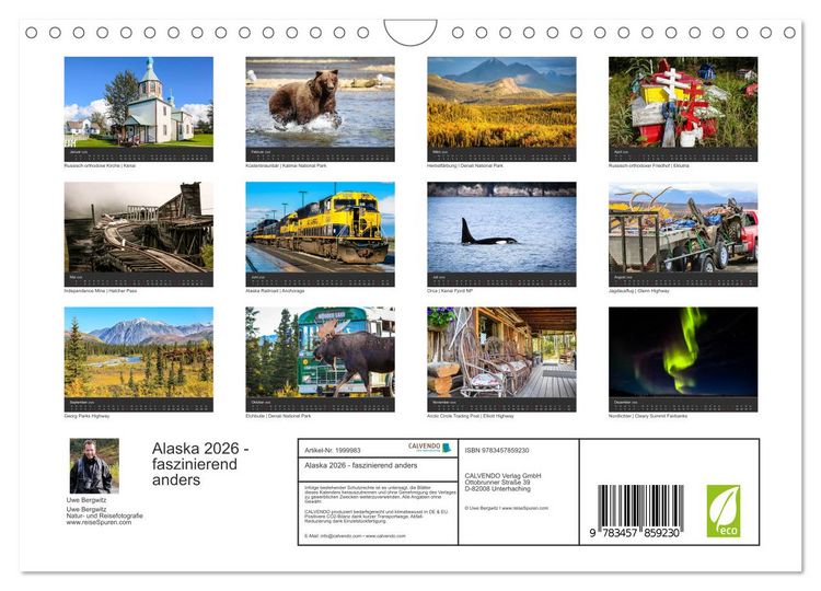 Produktbild: Alaska 2026 - faszinierend anders (Wandkalender 2026 DIN A4 quer), CALVENDO Monatskalender