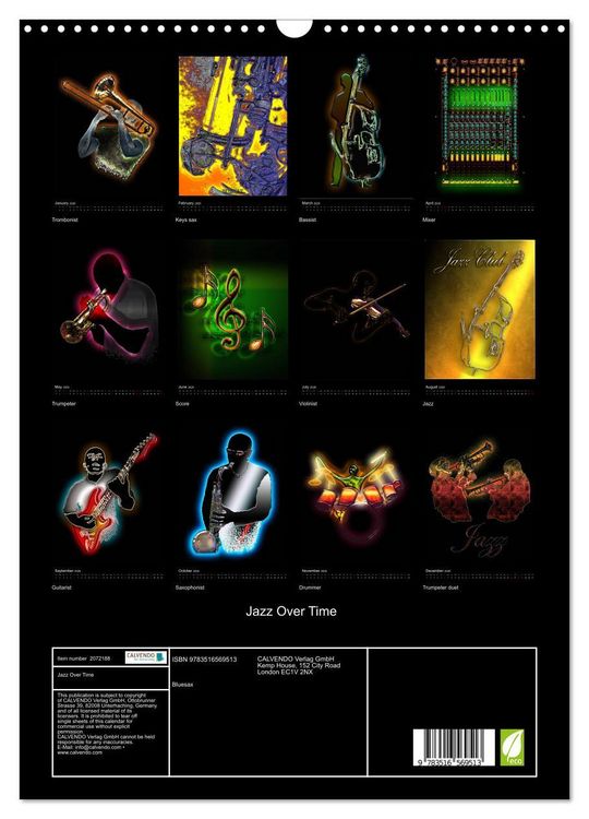 Produktbild: Jazz Over Time (Wall Calendar 2026 DIN A3 portrait), CALVENDO 12 Month Wall Calendar