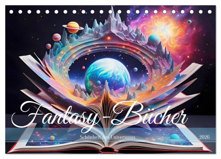Produktbild: Fantasy-B&uuml;cher Sch&ouml;nheit des Universums (Tischkalender 2026 DIN A5 quer), CALVENDO Monatskalender
