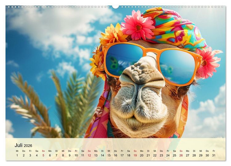 Produktbild: Modische Kamele in der W&uuml;ste. Extravagante Highlights (hochwertiger Premium Wandkalender 2026 DIN A2 quer), Kunstdruck in Hochglanz