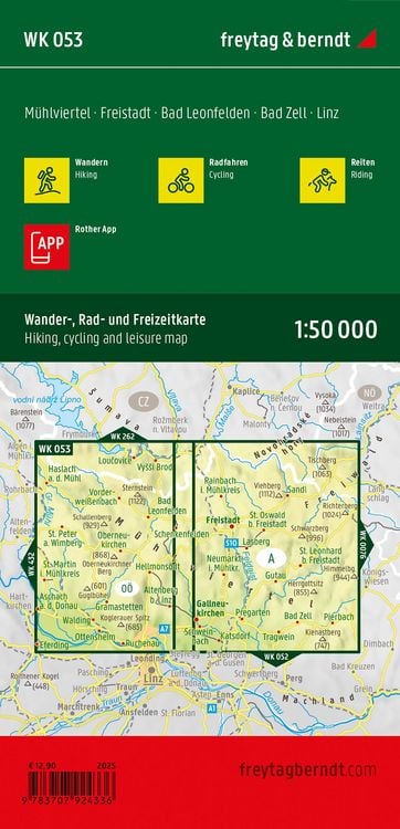 Produktbild: Freytag & berndt Wanderkarte WK 053 M&uuml;hlviertel, Freistadt - Bad Leonfelden - Bad Zell - Linz 1:50.000
