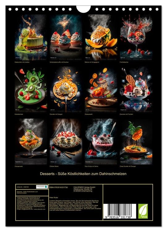 Produktbild: Desserts - S&uuml;&szlig;e K&ouml;stlichkeiten zum Dahinschmelzen (Wandkalender 2026 DIN A4 hoch), CALVENDO Monatskalender