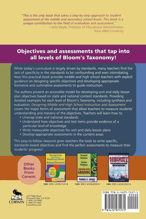 Produktbild: Designing Middle and High School Instruction and Assessment