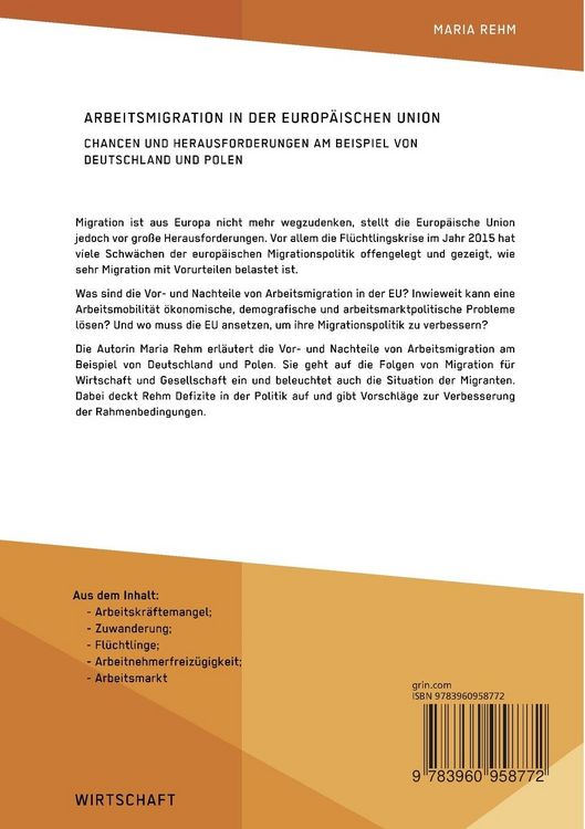 Produktbild: Arbeitsmigration in der Europ&auml;ischen Union. Chancen und Herausforderungen am Beispiel von Deutschland und Polen