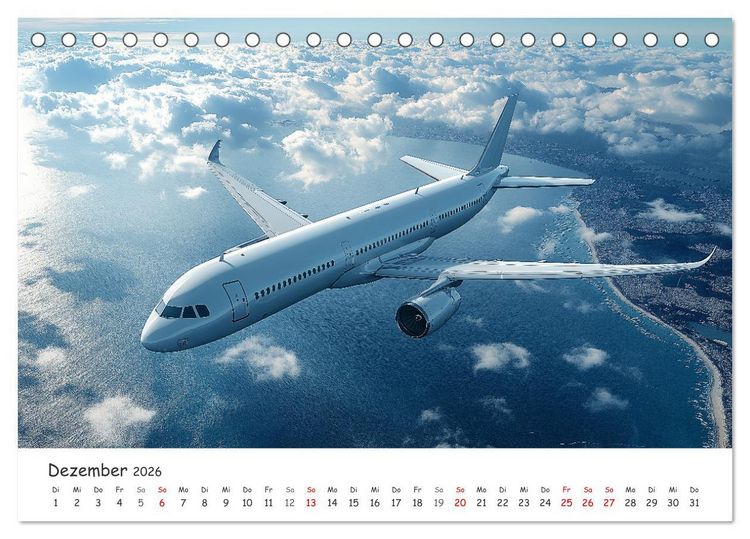 Produktbild: Flugzeugkalender - Die sch&ouml;nsten Passagiermaschinen (Tischkalender 2026 DIN A5 quer), CALVENDO Monatskalender