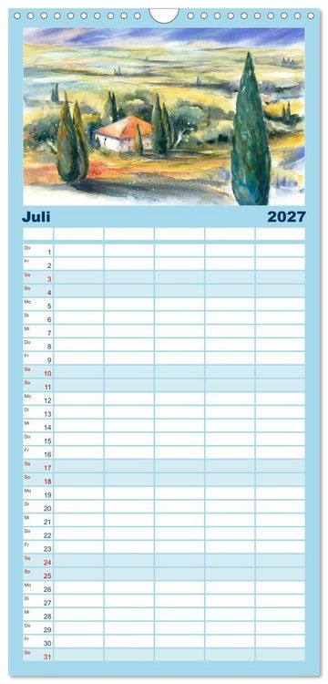 Produktbild: Familienplaner 2027 - Toskana Aquarelle mit 5 Spalten (Wandkalender, 21 x 45 cm) CALVENDO