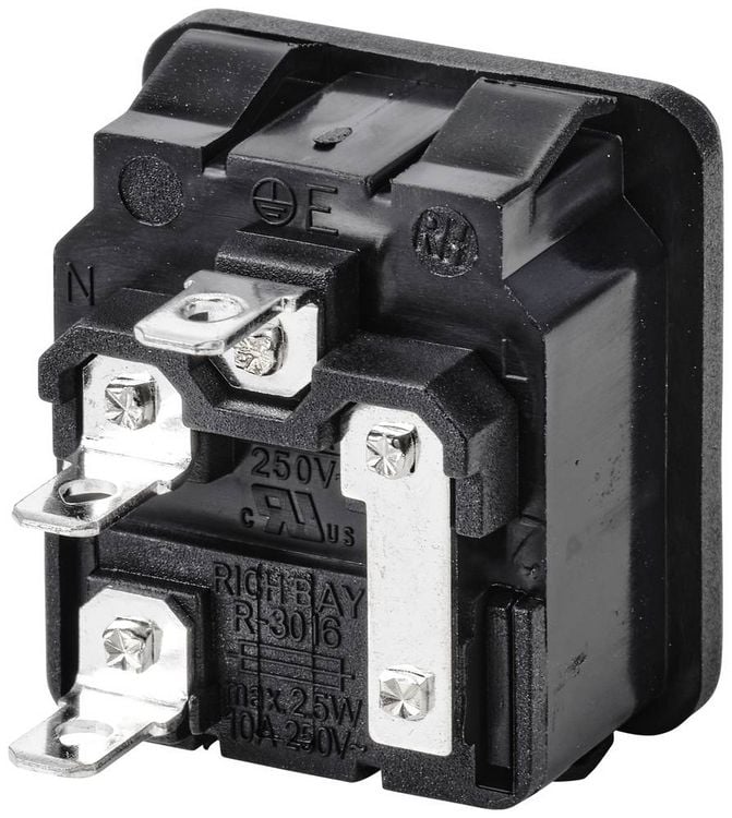 C8 Kaltgeräte-Steckverbinder Snap-In Einbau-Stecker – 250V / 2A, Einbauöffnung Ca. 23,5x12,2 Mm