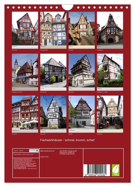 Produktbild: Fachwerkh&auml;user - schmal, krumm, schief (Wandkalender 2026 DIN A4 hoch), CALVENDO Monatskalender