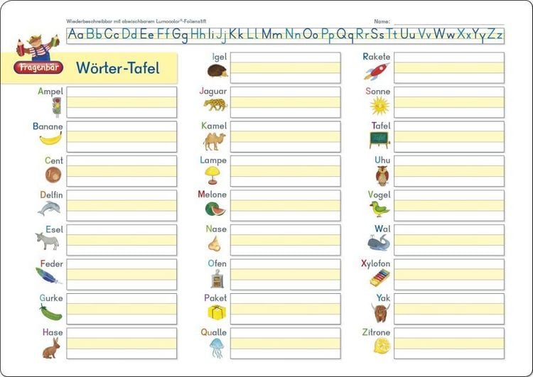 Produktbild: Fragenb&auml;r-Lerntafel: W&ouml;rter-Tafel