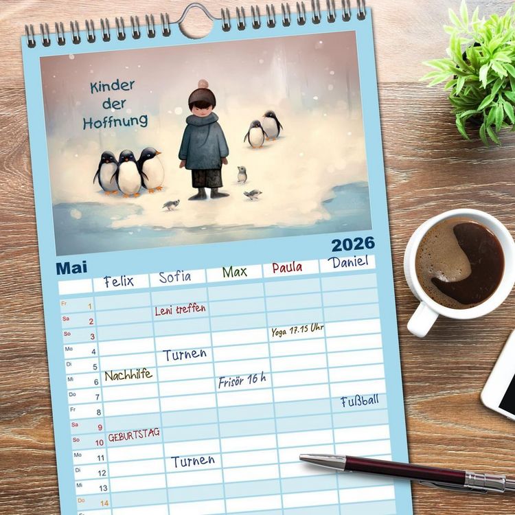 Produktbild: Familienplaner 2026 - Friedensboten - Stimmen der Hoffnung mit 5 Spalten (Wandkalender, 21 x 45 cm) CALVENDO