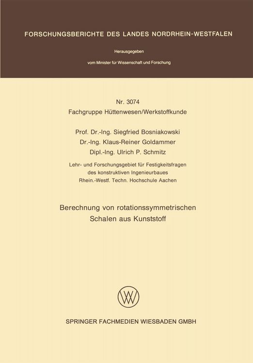 Produktbild: Berechnung von rotationssymmetrischen Schalen aus Kunststoff