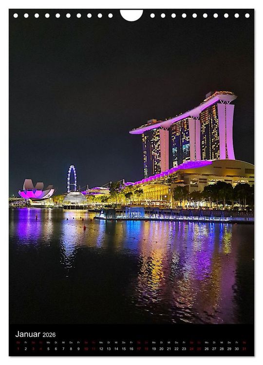 Produktbild: Singapur - Faszinierende Lichterwelt Marina Bay (Wandkalender 2026 DIN A4 hoch), CALVENDO Monatskalender