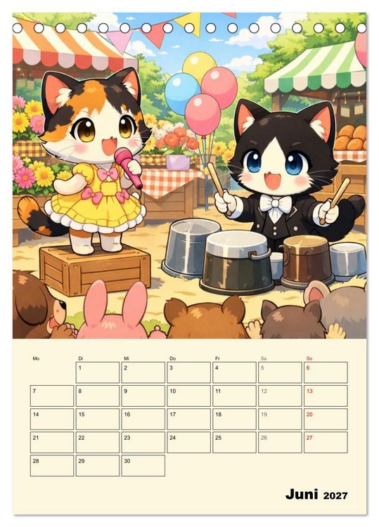 Produktbild: Mia und die Miezband (Tischkalender 2027 DIN A5 hoch), CALVENDO Monatskalender