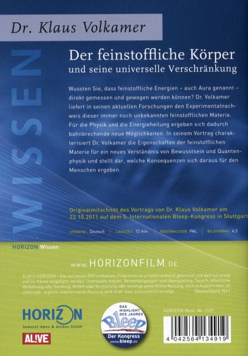 Produktbild: Der feinstoffliche K&ouml;rper und seine universelle Verschr&auml;nkung Dr. Klaus Volkamer