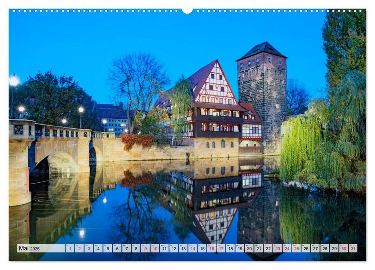 Produktbild: N&uuml;rnberg zur Blauen Stunde (Wandkalender 2026 DIN A2 quer), CALVENDO Monatskalender