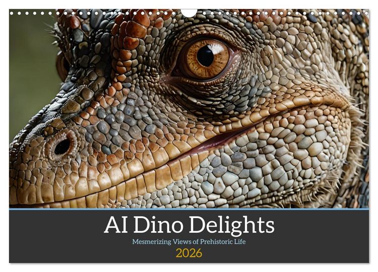 Produktbild: AI Dino Delights Mesmerizing Views of Prehistoric Life (Wall Calendar 2026 DIN A3 landscape), CALVENDO 12 Month Wall Calendar