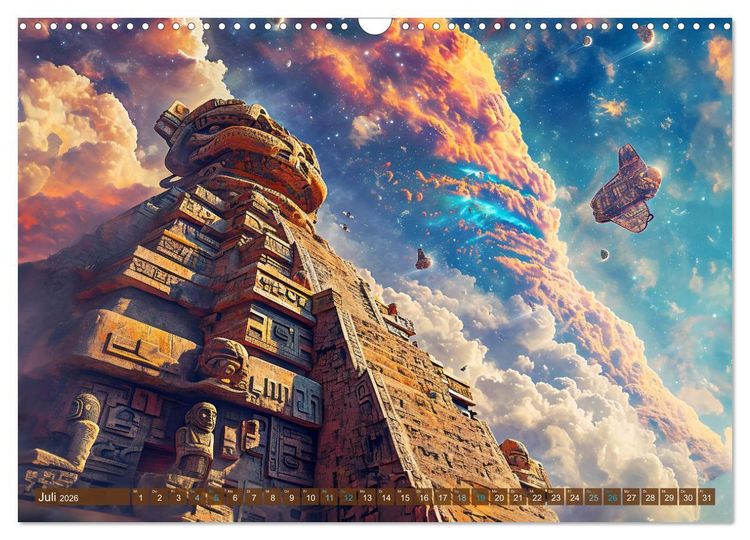 Produktbild: Sternenkrieger - Science Fiction Visionen der Maya und Azteken (Wandkalender 2026 DIN A3 quer), CALVENDO Monatskalender