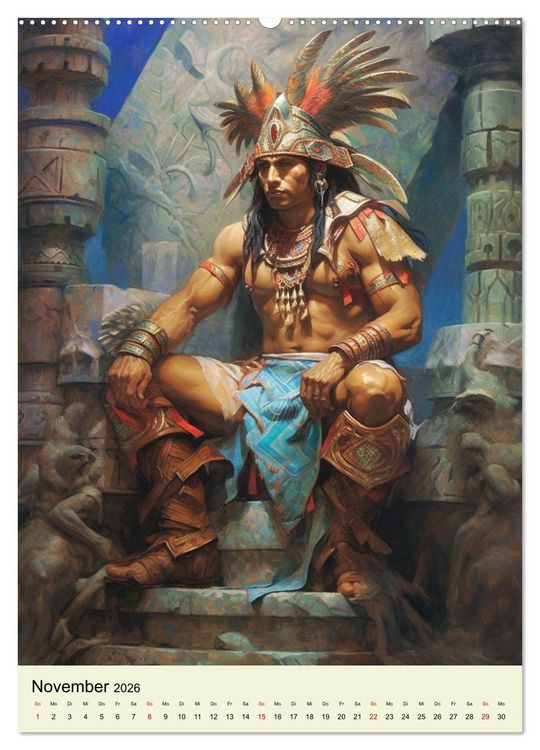 Produktbild: Fantasy-Azteken. Mesoamerikanische Krieger einer Hochkultur (hochwertiger Premium Wandkalender 2026 DIN A2 hoch), Kunstdruck in Hochglanz