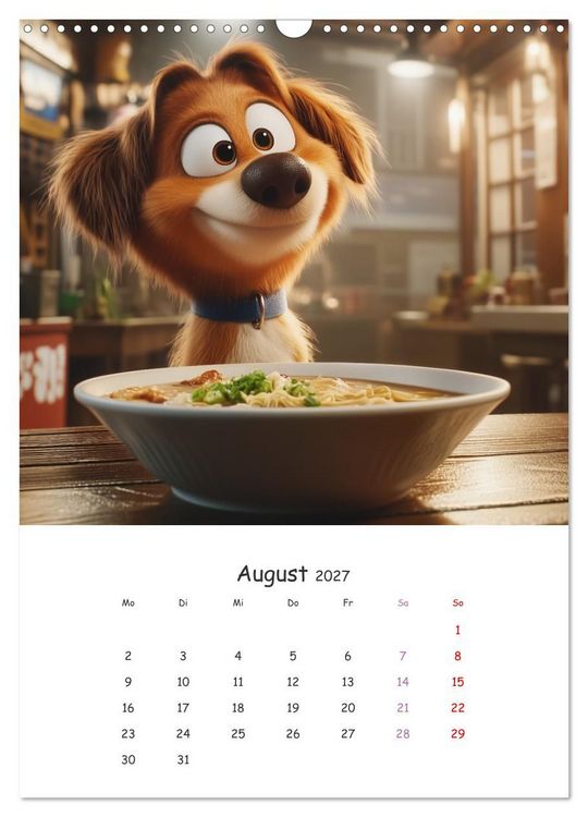 Produktbild: Fellnasen am K&uuml;chentisch - 12 KI-Motive mit Hunden (Wandkalender 2027 DIN A3 hoch), CALVENDO Monatskalender