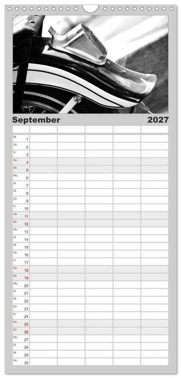 Produktbild: Familienplaner 2027 - Harley Davidson WLA 750 in Schwarzweiss mit 5 Spalten (Wandkalender, 21 x 45 cm) CALVENDO