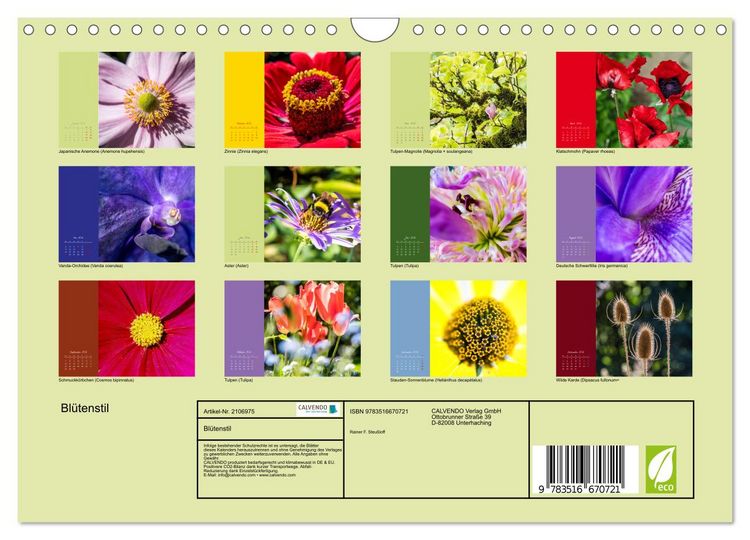 Produktbild: Bl&uuml;tenstil (Wandkalender 2026 DIN A4 quer), CALVENDO Monatskalender