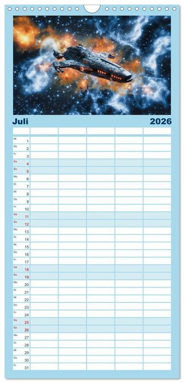 Produktbild: Familienplaner 2026 - Sternenreisen - Ein kosmischer Kalender mit 5 Spalten (Wandkalender, 21 x 45 cm) CALVENDO
