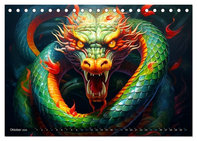 Produktbild: Jahr der Schlange - Illustrationen des chinesischen Tierkreiszeichens (Tischkalender 2026 DIN A5 quer), CALVENDO Monatskalender