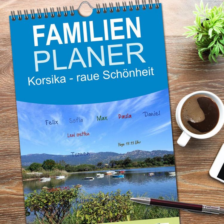 Produktbild: Familienplaner 2026 - Korsika - raue Sch&ouml;nheit mit 5 Spalten (Wandkalender, 21 x 45 cm) CALVENDO