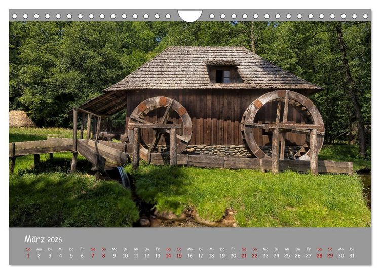 Produktbild: Historische M&uuml;hlen - R&auml;der und Fl&uuml;gel der Vergangenheit (Wandkalender 2026 DIN A4 quer), CALVENDO Monatskalender