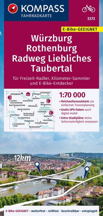 Bild vom Artikel KOMPASS Fahrradkarte 3372 Würzburg, Rothenburg, Radweg Liebliches Taubertal 1:70.000 vom Autor 