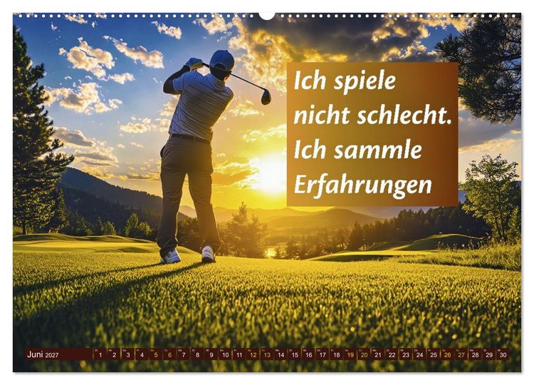 Produktbild: Golf - zwischen Gr&uuml;n und Gedanken (hochwertiger Premium Wandkalender 2027 DIN A2 quer), Kunstdruck in Hochglanz