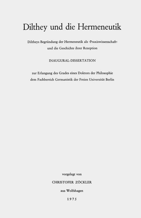 Produktbild: Dilthey und die Hermeneutik
