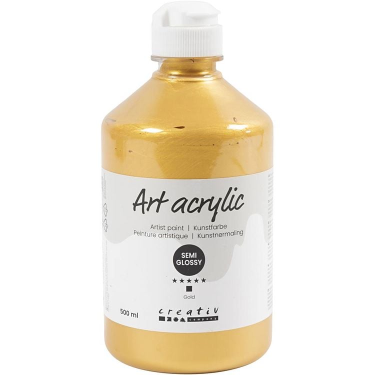 Produktbild: Creativ Company Acrylfarbe, Mattgl&auml;nzend, Deckend, Gold, 500 ml/ 1 Fl.