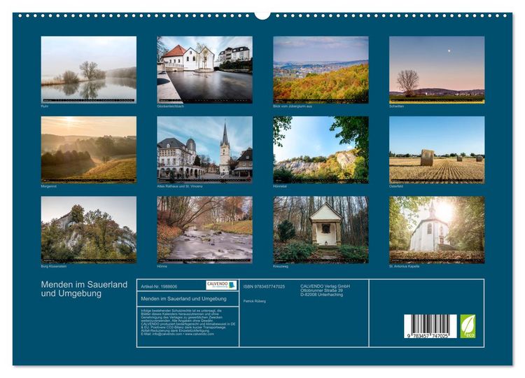 Produktbild: Menden im Sauerland und Umgebung (hochwertiger Premium Wandkalender 2026 DIN A2 quer), Kunstdruck in Hochglanz
